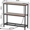 Snughome Console Table with Power Outlets, Entryway Table with Storage, Narrow Sofa Table with 3 Tier Shelves, 2 USB Ports, 2 Power Outlets, Hallway Table for Couch, Living Room, Entrance, Grey