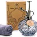 OFFIDIX Plant Mister, Vintage Glass Spray Bottle, Flower Mister 300ML Small Watering Can with Plastic Top Pump, Spray Bottle for Garden, Plants, Cleaning (Gray)