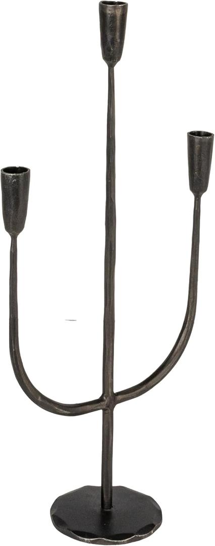 Creative Co-Op Tall Artisanal Metal Candelabra, Black