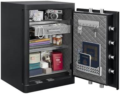 JINXNOBI Luxury Large Biometric Safe,Jewelry Safes for Home,4 Cubic Feet Safe Box Fingerprint Access,25.2inch Home Safes with Jewelry Drawer,Heavy of 90.5lbs