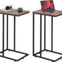 WLIVE C Shaped End Tables Set of 2, C Table Side Table for Couch, TV Trays Set of 2, Couch Side Tables that Slide Under, Small Side Table, C Table for Sofa, Living Room, Bedroom, Small Space, Brown