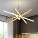 Modern Sputnik Chandelier Ceiling 82W LED Gold Pendant Light Embedded Mount Chandeliers Dining Room Light Fixtures Over Table Dimmable with Remote Control for Living Room Kitchen Bedroom 31.5 inches, 29.5 inches x 59 inches