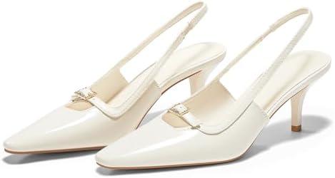 Coutgo Womens Kitten Heels Slingback Dress Shoes Buckle Office Work Pumps Shoes 7.5