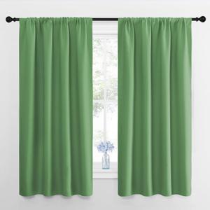 NICETOWN Kitchen Curtains, Short Blackout Curtains & Drapes, Forest Green, 34" Wide by 54" Long, 2 PCs, Thermal Insulated Blackout Curtain Panels for Kids Room, Play Room