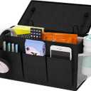 Dual-purpose Bedside Caddy Bedside Organizer, Bed Caddy with 6 Pockets, Versatile Bedside Storage Solution Magazine Remotes holder, ideal for Home, Dorm, Hospital, Crib Bed (Black)