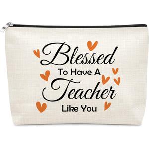 2 x Sazuwu Teacher Gifts from Student Makeup Bag Teacher Appreciation Gifts Inspirational Cosmetic Organizer Travel Bag Thank You Retirement Birthday Present