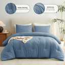CozyLux Queen Comforter Set Grayish Blue, 3 Pieces Solid Comforters Queen Size Breathable Bedding Sets, Dusty Blue Luxury Soft Lightweight Bed Set with Down Alternative Comforter and 2 Pillowcases