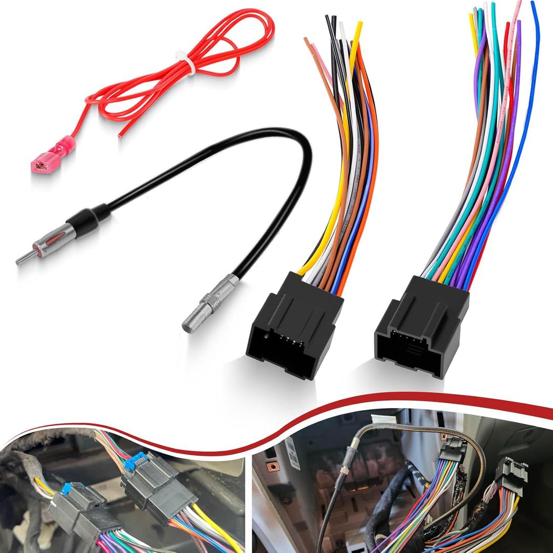 Radio Wiring Harness with Antenna Adapter Compatible with 2006-2013 GM GMC Sierra Chevy Impala Buick Cadillac Install Aftermarket Stereo CD Player Receiver Wire Cable Adapter
