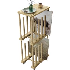 2 Tier Art Storage Rack, Art Canvas Storage, Art Drying Rack, Canvas Boards Rack Art Storage with Caster Wheels for Drawing Board, Panel, Paper Pad for Art Studios, Artworks, Gallery