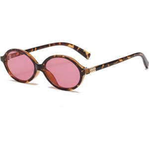 Retro Oval Sunglasses for Women Men Trendy Round Tortoise Sun Glasses 90s Vintage Shades