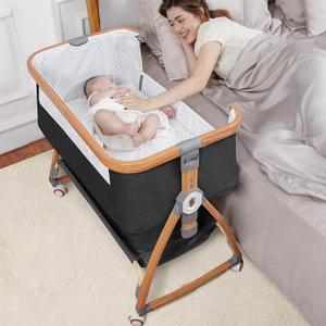 Baby Bassinet, Bedside Bassinet for Baby, 6 Height Adjustable Baby Bed, 3 in 1 Bassinet Bedside Sleeper with Wheels, Mosquito Net, Portable Bedside Crib for Infant/Baby/Newborn (Deep Grey) Baby Bassinet, Bedside Bassinet for Baby, 6 Height Adjustable Baby Bed, 3 in 1 Bassinet Bedside Sleeper with Wheels, Mosquito Net, Portable Bedside Crib for Infant/Baby/Newborn (Deep Grey)