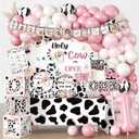 cocomigo 232pcs Holy Cow I'm One Birthday Decorations Complete Party Set, Holy Cow I'm One Theme 1st Birthday Decorations Girl, for Cow Print Theme Party Serves 20 Guests