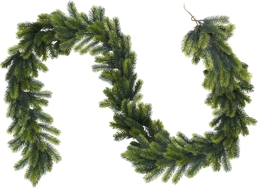 Artificial Pine Needle Garland - 6.5 FT Realistic Norfolk Pine Cedar Light Green for Mantle, Table, Stairs, Wall - Home Indoor/Outdoor Christmas Decorations