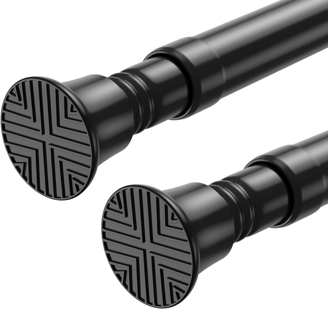 Small Tension Rods 2pack 16-38Inch Black Tension Curtain Rod Spring Rod Adjustable Curtain Rods No Drilling for Windows Short Tension Rods for Doorway,Closet,Window