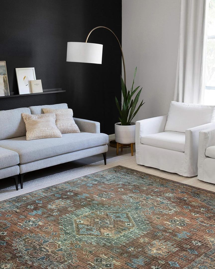 Loloi II Skye Collection SKY-07 Terracotta/Sky 7'-6" x 9'-6" Area Rug