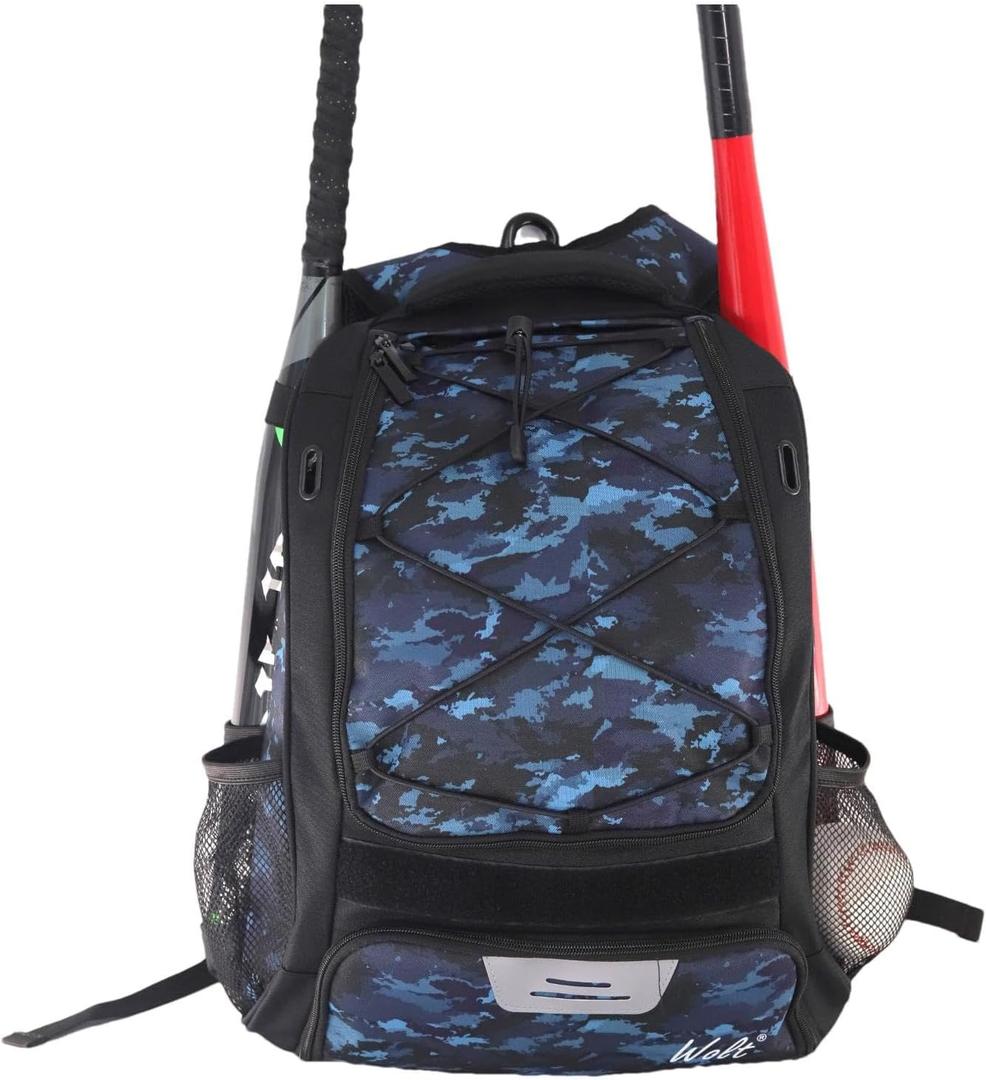 Baseball Bat Bags - Durable Youth Baseball Backpack, Large Main Compartment for Gear, Elastic Straps, Waterproof Polyester, 34x22x45cm Size