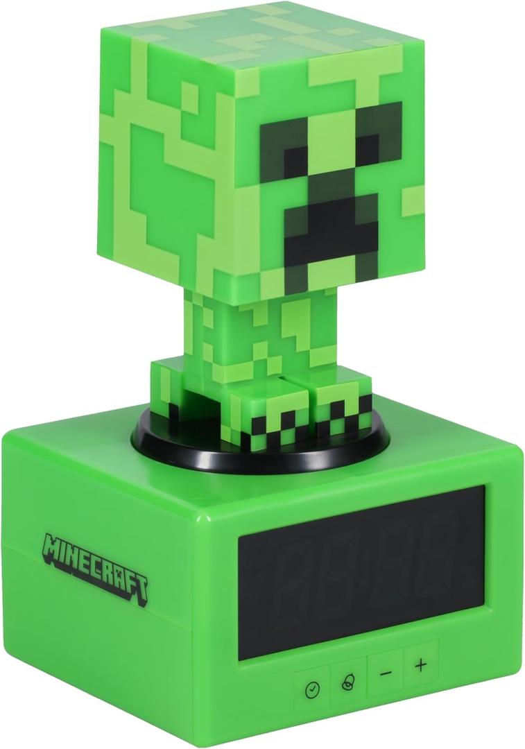 Paladone Minecraft Creeper Alarm Clock Officially Licensed Icon with in-Game Music & Night Light for Kids & Tweens, Gaming Room Decor, Fun Gift for Minecraft Fans, One Size