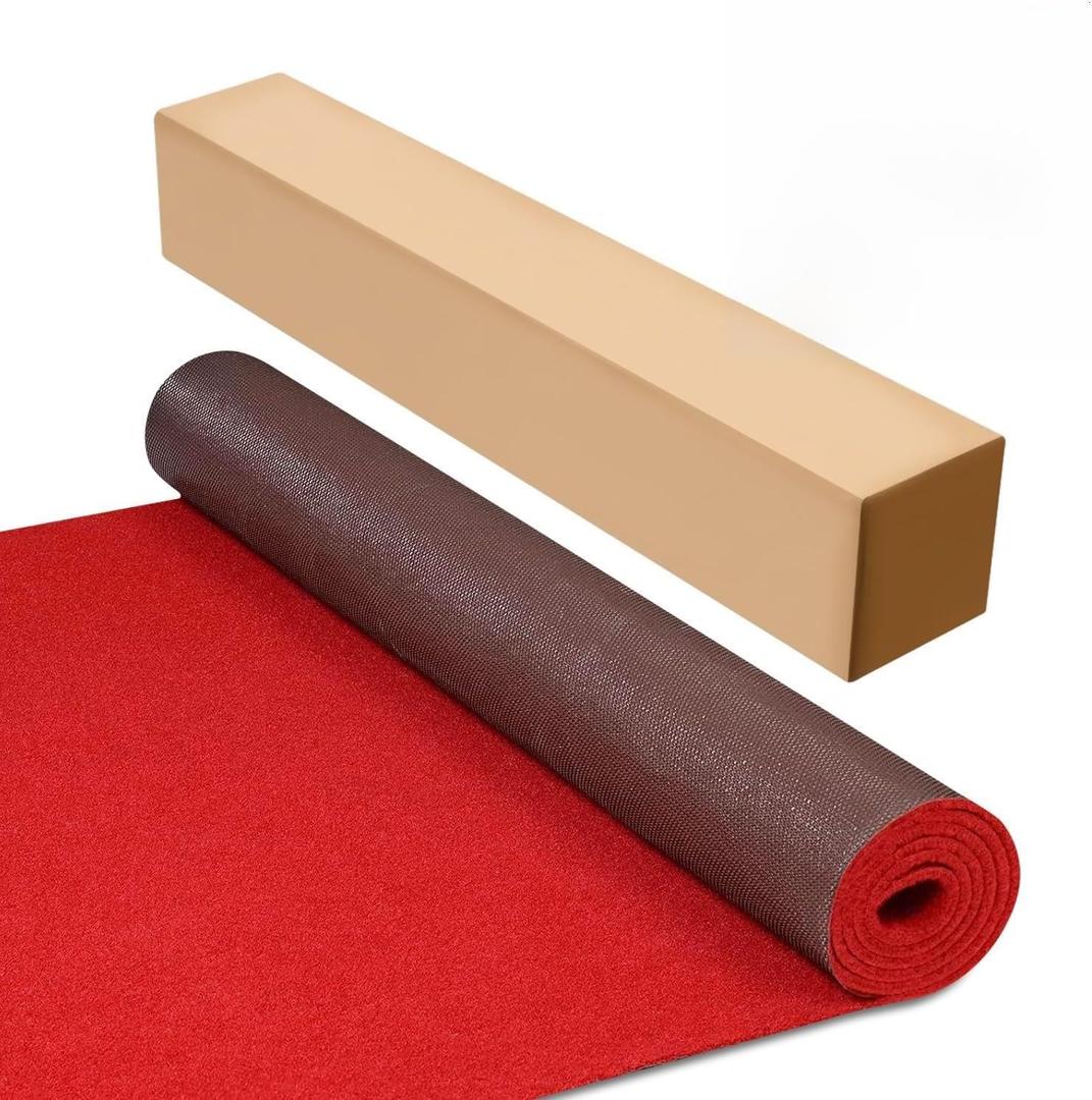 3ft x 10ft, 450GSM Red Carpet Runner for Events, Reusable TPR Non-Slip Backed Red Rug with Anti Slip for Wedding, Christmas, Indoor/Outdoor