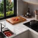 Teak Wood Noodle Board Stove Cover with Handles for Gas & Electric Stoves, 29.5" x 21.6" Wooden Stovetop Cover Tray for Counter Space, Cutting Board with Juice Groove