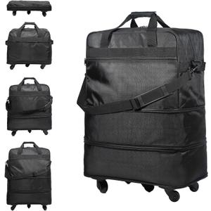 Suitcases with Wheels, Expandable Foldable Luggage Bag, Collapsible Rolling Travel Bag for Men Women, Lightweight Duffel Bag with Spinner Wheel