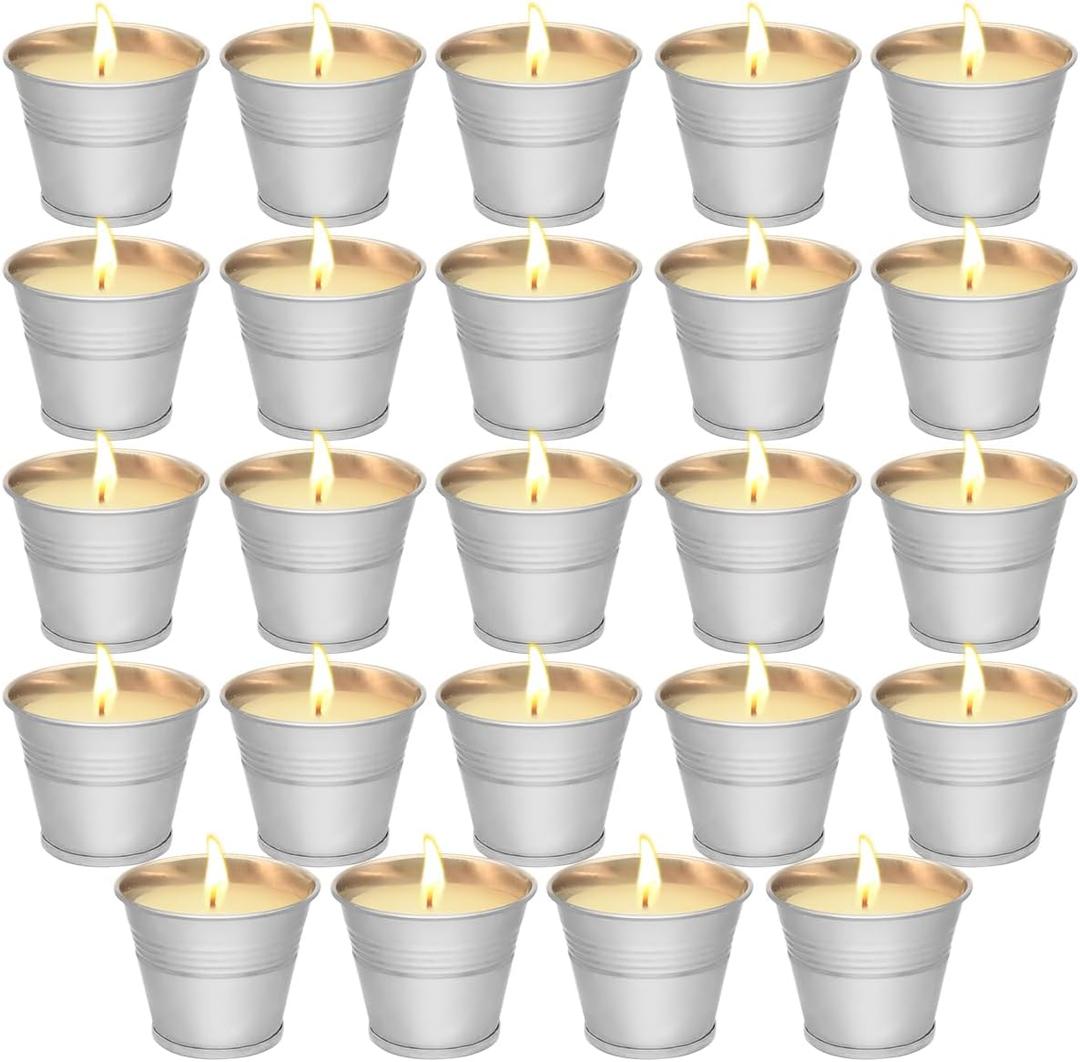 24PCS Citronella Candles - Garden Citronella Scented Candles Outdoors, 240-360 Hours Burning, Natural Soy Wax, Portable Jar Candle Gift Sets for Home Patio Yard Indoors, Balcony, Camping