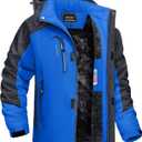 TACVASEN Winter Jacket Men's Water-Resistant Fleece Jacket Snow Ski Jacket Military Tactical Jacket Coat Parka Hood Raincoat (Large, Blue)