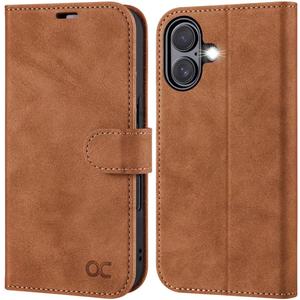 OCASE Compatible with iPhone 17 Wallet Case, PU Leather Flip Folio Case with Card Holders RFID Blocking Kickstand [Shockproof TPU Inner Shell] Phone Cover 6.3 Inch 2025, Suede Brown