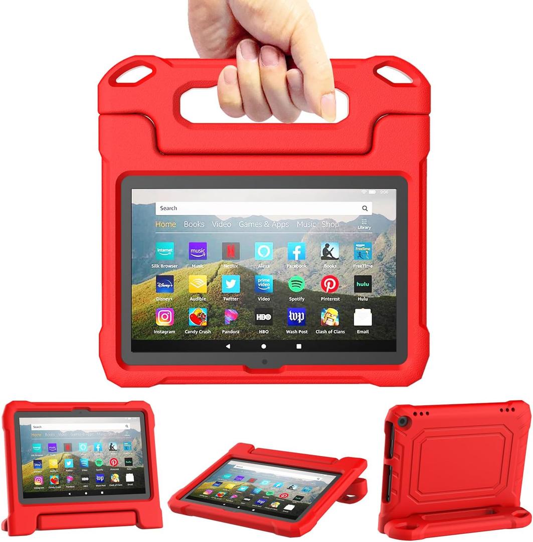 DJ&RPPQ 8in Tablet Case for Kids, Shockproof Kid-Proof Cover for 8 inch Tablet-Red