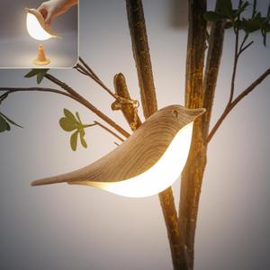 Bedside Lamps Bird Lamp Bird Decorations for The Home Small Lamps for Small Spaces Night Light for Kids ABS Plastic Cute Lamp for Bedroom, Living Room, Kitchen, Outdoor, Office Decor (Wood)