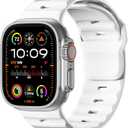 Wepro Sport Bands for Apple Watch Ultra 2 Ultra Ultra 3 Band 49mm 11 10 46mm 45mm 44mm 42mm for Men, Waterproof Soft Silicone Rugged Ocean Breathable Strap for iWatch Series 9 8 7 6 5 4 3 2 1 SE (White)