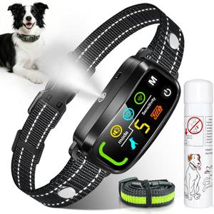 Citronella Bark Collar for Dogs, 5 Training Modes & Levels, 1 Spray Refill | Anti Barking Training Collar, beep/vibration/spray modes, IP65 waterproof, for S/M/L Citronella Dog Collar, with 2 straps