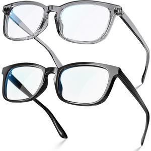 VISOONE Blue Light Blocking Glasses Square with Anti Computer Glare for Gaming Women and Men MONTANA (Large, Black+grey)