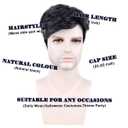 Creamily Mens Short Black Wig,Male Wig Realistic Synthetic Hair Replacement Wigs for Men, Layered Mens Wigs for Daily Wear Party Halloween Costume