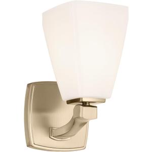 Kichler Marant 5" 1-Light Wall Sconce Bathroom Vanity Light Fixture with Opal Glass in Champagne Bronze for Bathroom, Powder Room, Hallway, Fireplace (5" W x 9.5" H), 55214CPZ