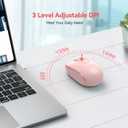 TECKNET Wireless Mouse, 2.4G Quiet Computer Mouse with USB Receiver, 4 Buttons Portable Cordless Mice for Chromebook, Laptop, PC, Mac, 800/1200/1600 DPI - Pink