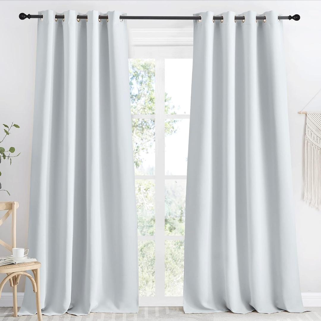 NICETOWN Room Darkening Window Curtain Panel, 55x96 inches, 1 Pack, Cloud Grey Color, Solid Thermal Insulated Blind Privacy Drape for Bedroom