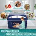 XVISHX 42x42 Inch Puppy Playpen with Cover, Dog Playpen for Puppies or Small Dogs, Pet Fence for Indoor & Outdoor, Sturdy Safety DogPen with Thickened Fabric, High-Strength Nylon Wire Mesh, Blue
