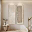 Long Narrow Framed Neutral Abstract Vertical Wall Art, 2 Piece Modern Canvas Prints Paintings Artwork for Walls, Tall Beige Cream Minimalist Pictures for Living Room Bedroom Hallway Entryway Wall Decor (20"W x 60"H x 2Pcs)