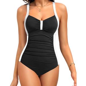 Tempt Me Women Ruched Slimming One Piece Swimsuits Tummy Control Vintage Bathing Suits Size 18W