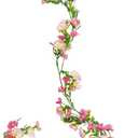 CISDUEO Artificial Daisy Flowers Vine Silk Wildflower Garland Spring Fake Flower Vine Hanging Ivy Pink Daisy Flowers Plastic Green Leaves for Mantle Wall Party Wedding Arch Floral Decor Indoor Outdoor