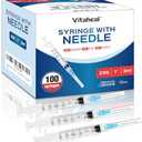 100 Pack 3ml Syringes with Needle, 23 Ga 1.0 inch Needle Luer Lock Syringe, Individually Packaged