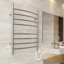 HEATGENE Towel Warmer 8 Bar Plug-in Curved Bath Towel Heater Towel Warmer for Bathroom Plug-in Drying Rack Brushed