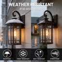 Outdoor Porch Lights Wall Mount, Outdoor Wall Light Fixtures Exterior Lights for House, Lantern Cage Coach Carriage Light with Water Ripple Glass for Front Door Garage Patio, Standard