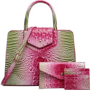 Women Embossed Pattern Satchel Handbags Wallet 3 pcs Set Crossbody Tote Top Handle Vegan Leather Ladies Bag (Acolorful Rose + Green) Women Embossed Pattern Satchel Handbags Wallet 3 pcs Set Crossbody Tote Top Handle Vegan Leather Ladies Bag (Acolorful Rose + Green)