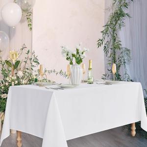 Fitable White Tablecloths for Rectangle Tables, 5 Pack - 70 x 120 Inches - Reusable and Washable Table Clothes for 6-8 Ft Tables, Polyester Fabric Table Covers for Wedding, Party, Banquet