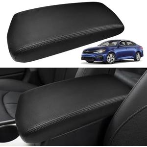 MOCHENT Car Center Console Armrest Cover for Kia Optima Accessories 2016 2017 2018 2019 2020 Kia Optima Arm Rest Box Lid Protection Armrest Seat Cover Leather Interior, Middle Console Liner (Black)