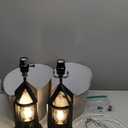 QiMH Farmhouse Table Lamps for Living Room, Rustic Beside Lamps for Bedroom with USB A+C Charging Ports, Nightstand Lamp with Frosted Glass Night Light for Home Decor, 4 Bulbs Included (Bronze) (Bronze-Style 1)