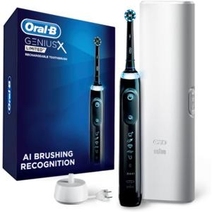 Oral-B Genius X Limited Rechargeable Electric Toothbrush with 1 Replacement Brush Head, Travel Case, Midnight Black