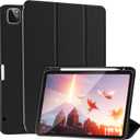 SIWENGDE Case for iPad Pro 11 Inch 4th/ 3rd/ 2nd Generation 2022/ 2021/ 2020 with Pencil Holder [Support iPad 2nd Pencil Charging] Slim Trifold Stand Smart Protective Cover, Auto Wake/ Sleep(Black)
