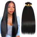#1B Human Hair Bundles Straight Bundles 12 14 16 Inch Unprocessed Brazilian Virgin Hair Weave 3 Bundles 50 Grams Per Bundle Straight Human Hair Extensions Natural Color Bundle